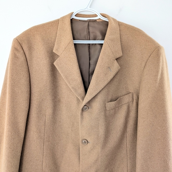 Vintage Camel Hair Sport Coat Men 42S Beige Retro Blazer 3 Buttons - Picture 2 of 10